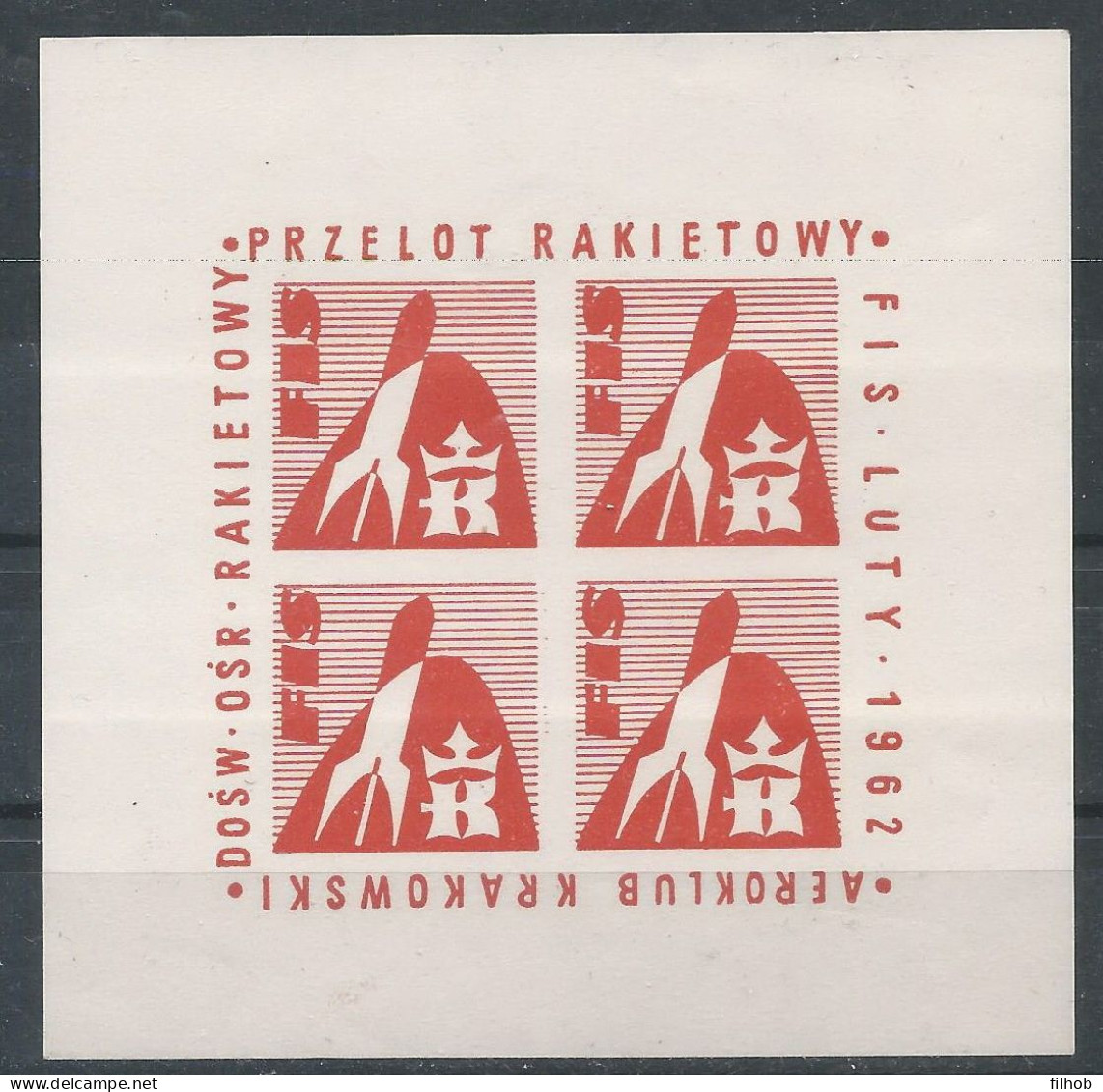 Poland Label - Rocket 1962 (L016): Sport FIS Krakow Aero Club (sheet) - Rockets