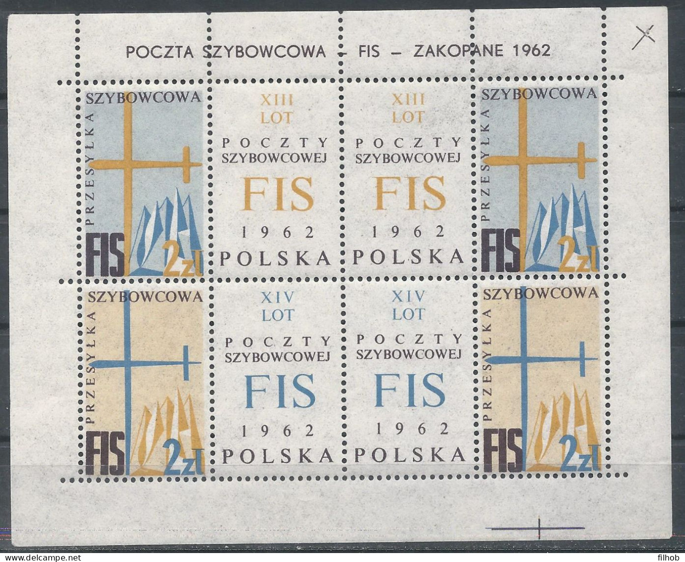 Poland Label - Glider 1962 (L019): XIII Flight Sport FIS Zakopane (sheet) - Zweefvliegers