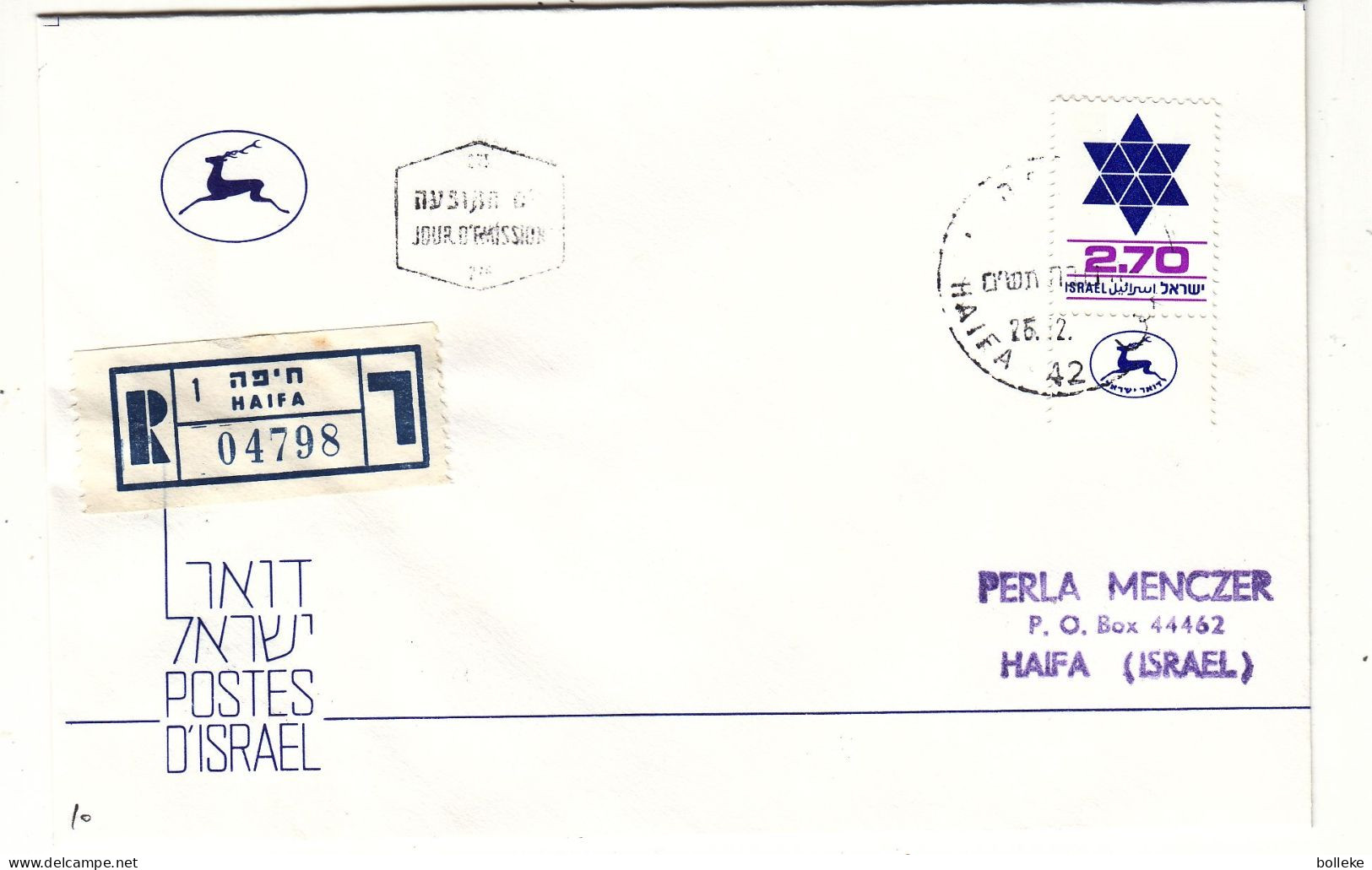 Israël - Lettre Recom De 1979  ? - Oblit Haifa - Pas D'année Dans Le Cachet  ! - Lettres & Documents