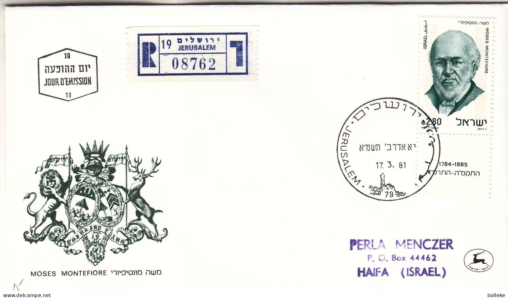 Israël - Lettre Recom De 1981 - Oblit Jerusalem - Exp Vers Haifa - - Covers & Documents