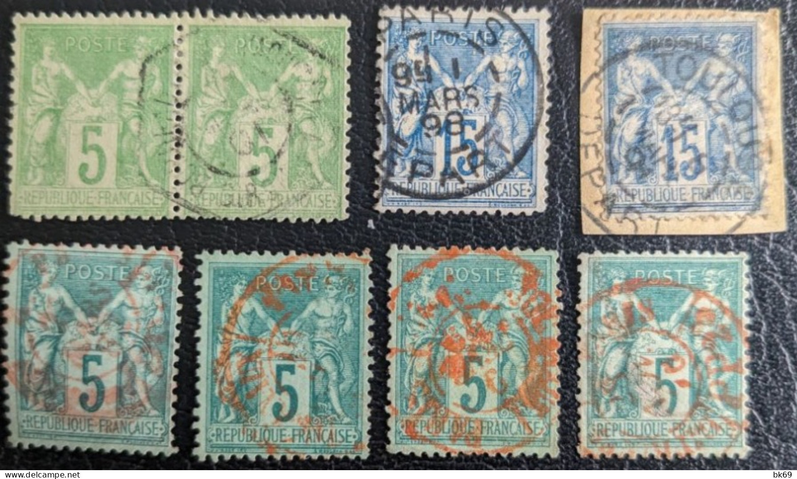 Belles Oblitérations Gares, Imprimés, Ondulés, Rouges, 29 Timbres - 1877-1920: Periodo Semi Moderno