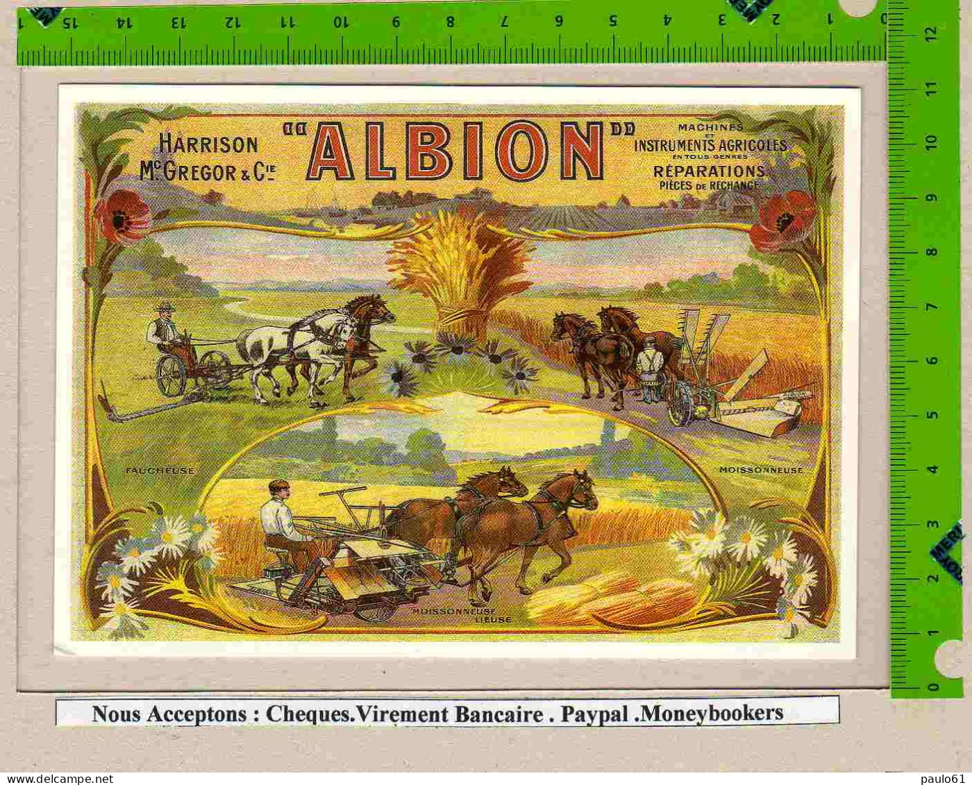 Materiel Agricole ALBION :moissoneuse Faucheuse Ancienne    (Recto Verso ) - Tracteurs