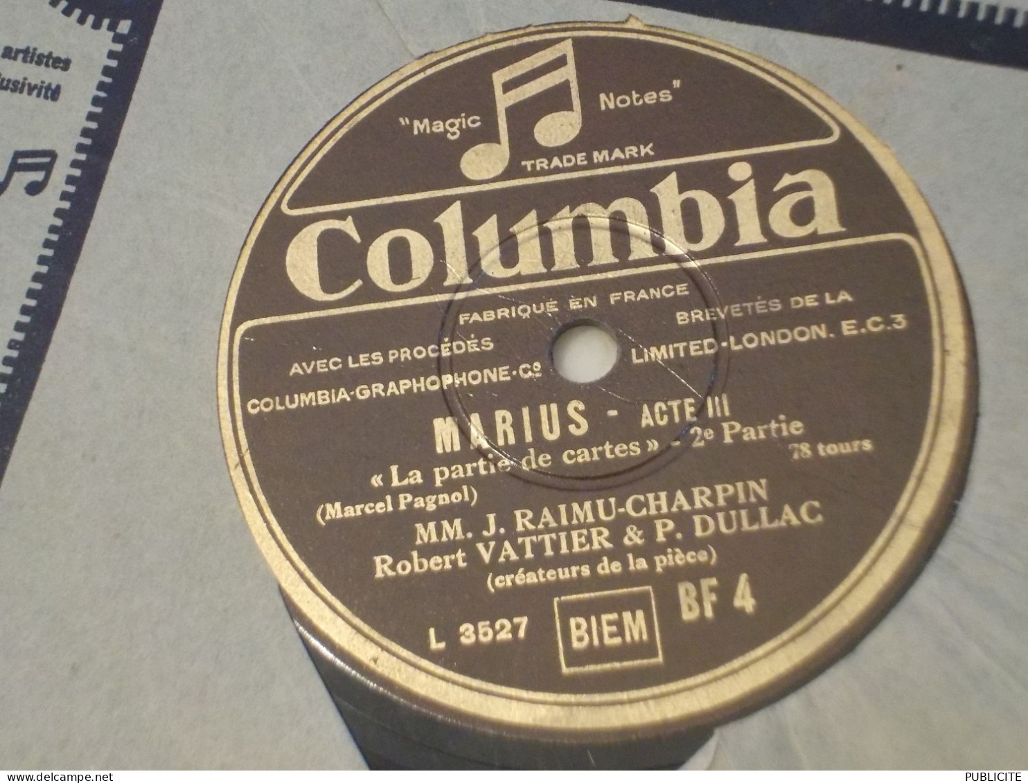 Disque 78 Tours Scene Du Film  Marius ACTE 3 1931 - 78 Rpm - Gramophone Records