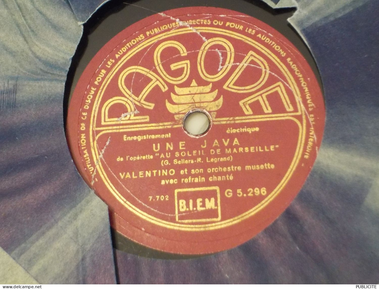 DISQUE 78 TOUR DE L OPERETTE AU SOLEIL DE MARSEILLE DE VALENTINO 1937 - 78 G - Dischi Per Fonografi