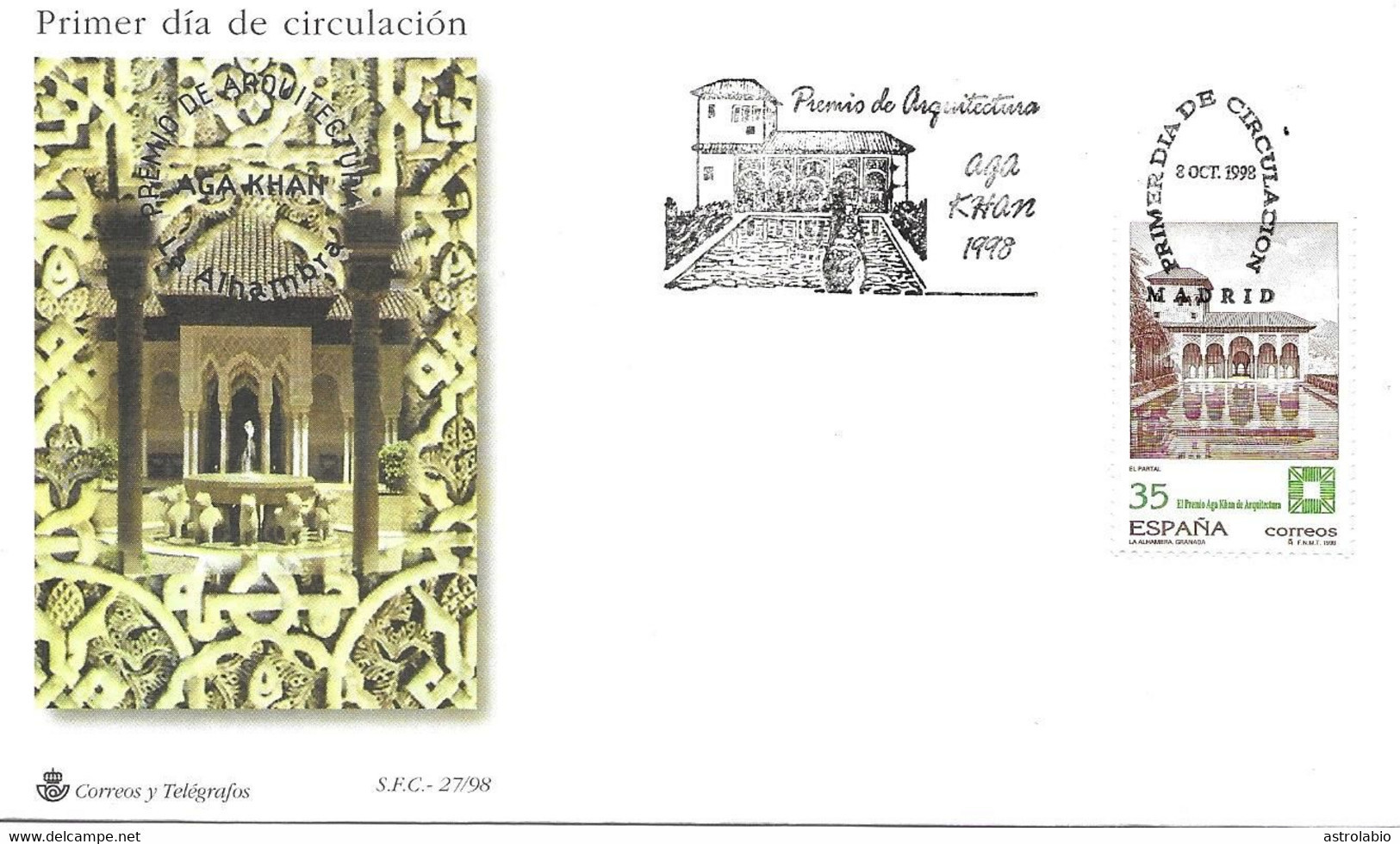 L'Alhambra De Grenade FDC 1998 Espagne Yvert 3158 - Mezquitas Y Sinagogas