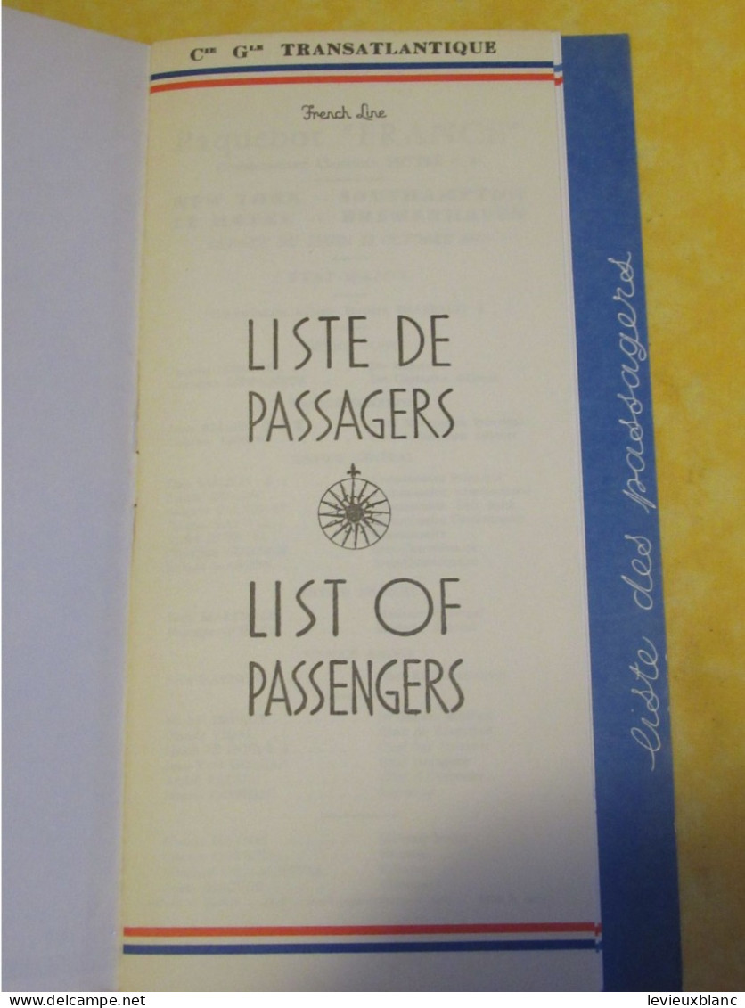 Paquebot " FRANCE"/Commandant Pettré /New-York-Southampton-Le Havre -Bremerhaven/Liste De Passagers/1972   MAR115 - Andere & Zonder Classificatie