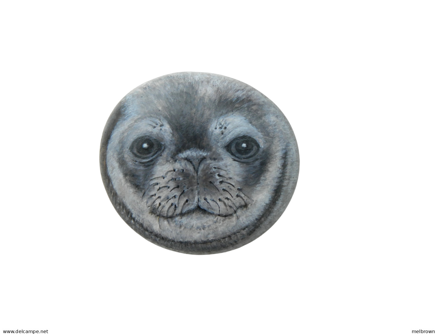 Weddell Seal Hand Painted On A Smooth Round Beach Stone Paperweight - Fermacarte