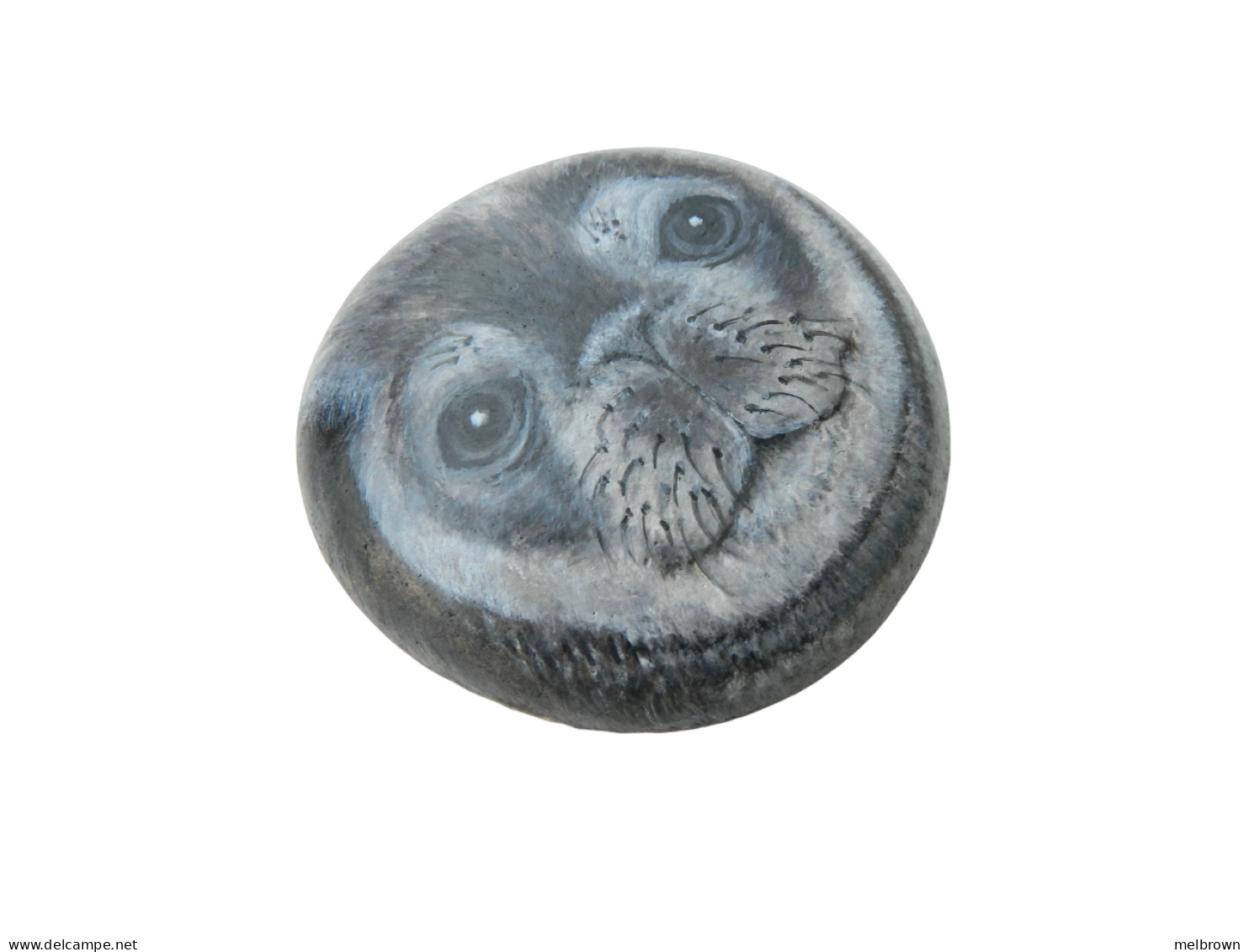Weddell Seal Hand Painted On A Smooth Round Beach Stone Paperweight - Pisapapeles
