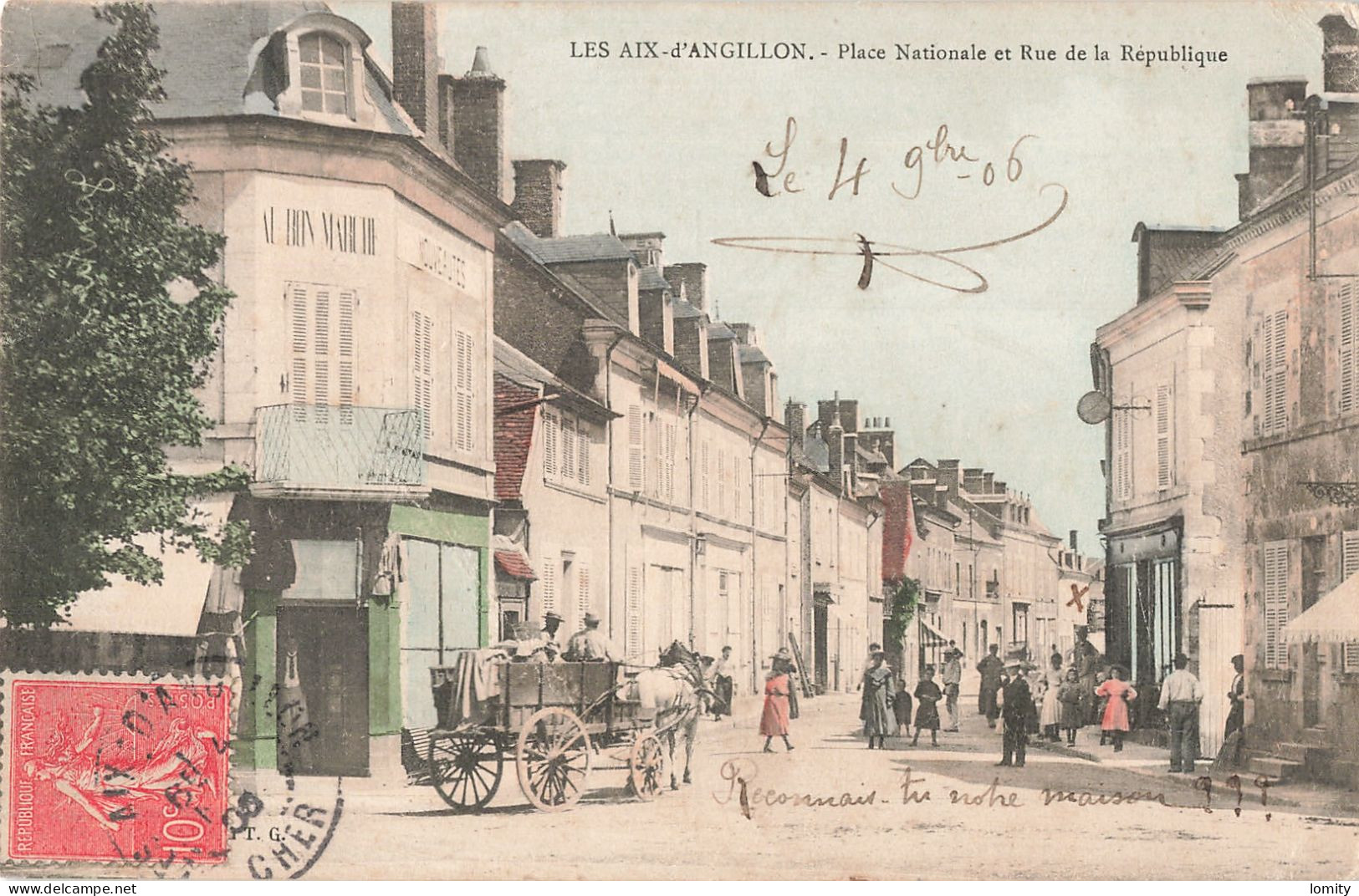 18 Les Aix D' Angillon Place Nationale Et Rue De La République CPA - Les Aix-d'Angillon