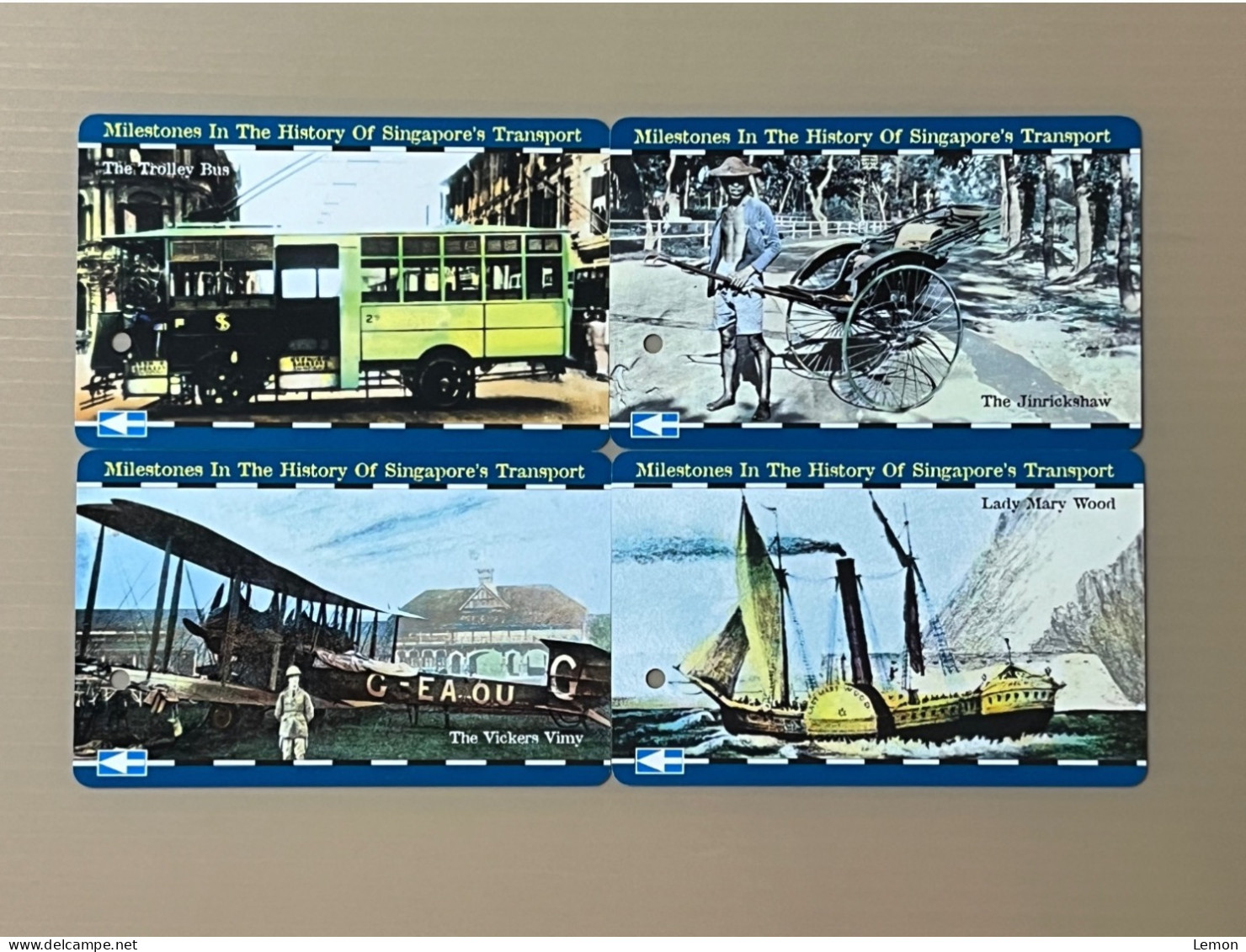 Singapore SMRT TransitLink Metro Train Subway Ticket Card, The History Of Singapore Transport, Set Of 4 Used Cards - Singapur