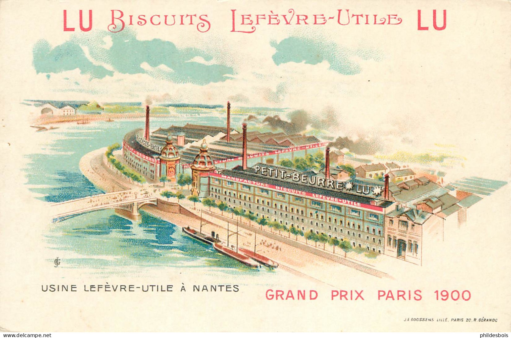 CARTE PUBLICITAIRE  LU  Biscuits LEFEVRE UTILE  Usine A Nantes - Lu