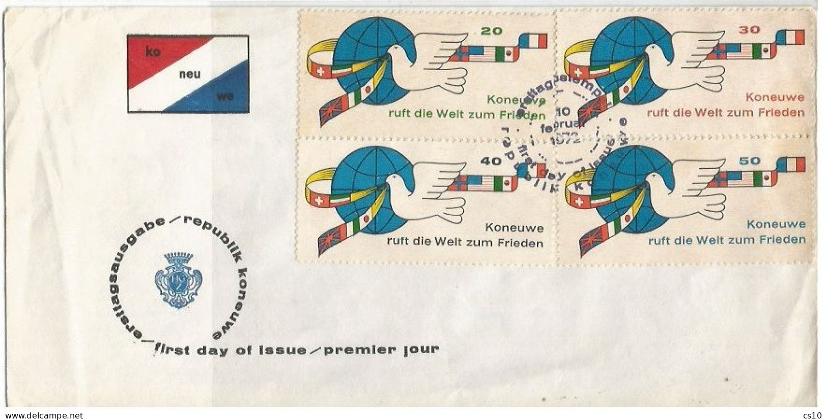 KONEUWE Republik ( Chinese Sea ) Unofficial Stamps 4v Cpl Set On FDC 10feb1972 - Vignettes De Fantaisie