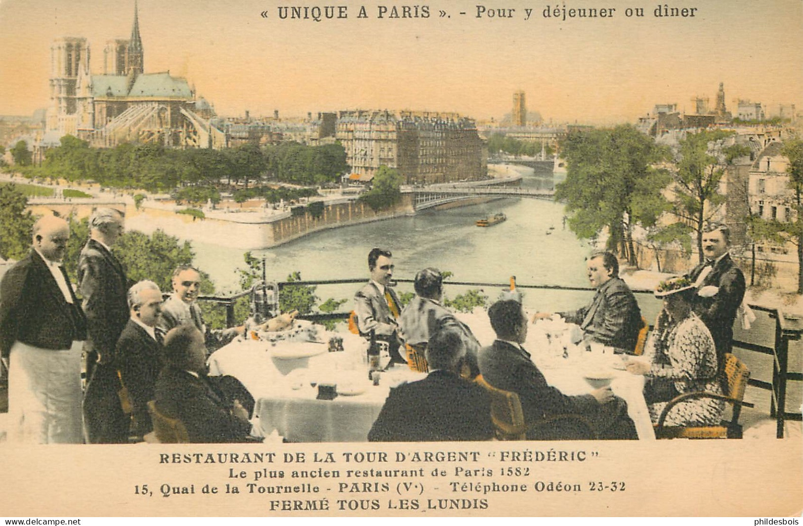 PARIS Restaurant  " La Tour D'Argent " UNIQUE A PARIS  ( Carte Publicitaire ) - Cafés, Hotels, Restaurants