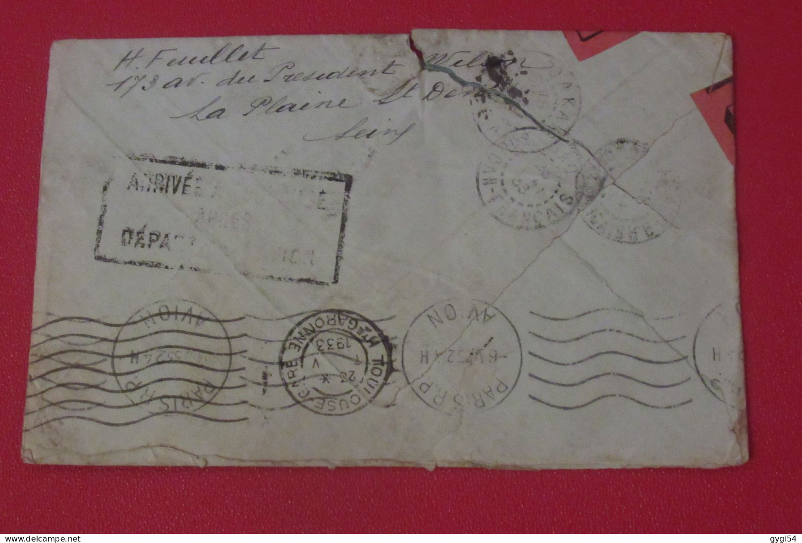 Lettre 23 .05 1933  Ligne Spéciale  TOULOUSE  - PARIS - ZINDER ( SOUDAN ) - Cartas & Documentos