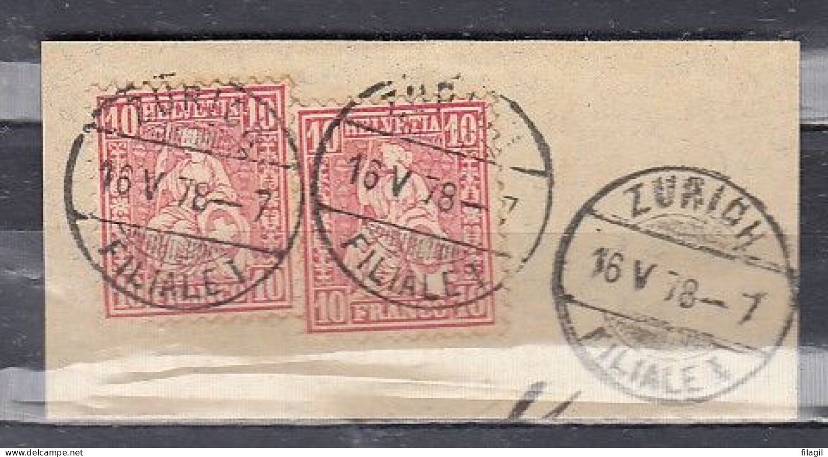 Nr 43 Gestempeld Op Fragment Zurich Filiale - Used Stamps