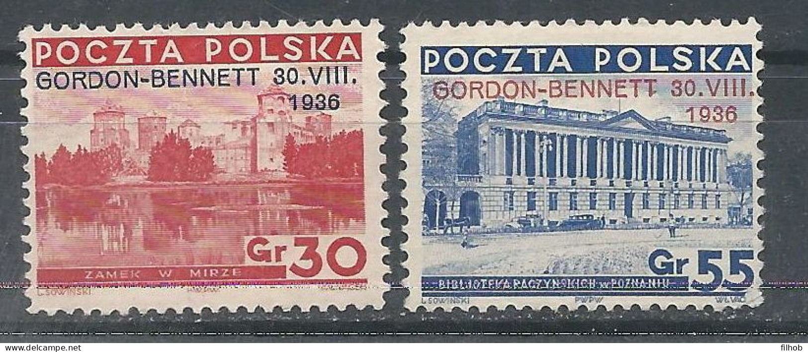 Poland Stamps MNH ZC 292-93: Sport Gordon-Bennett 1936 - Ungebraucht