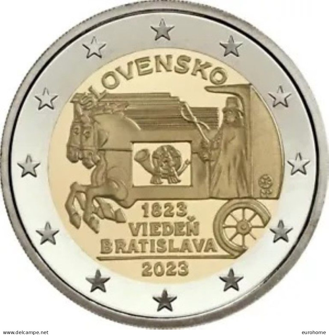 Slovakije 2023    2 Euro Comm.  "200 Jaar Paarden Mail Express"    UNC Uit De Rol  UNC Du Rouleaux  !! - Slowakei