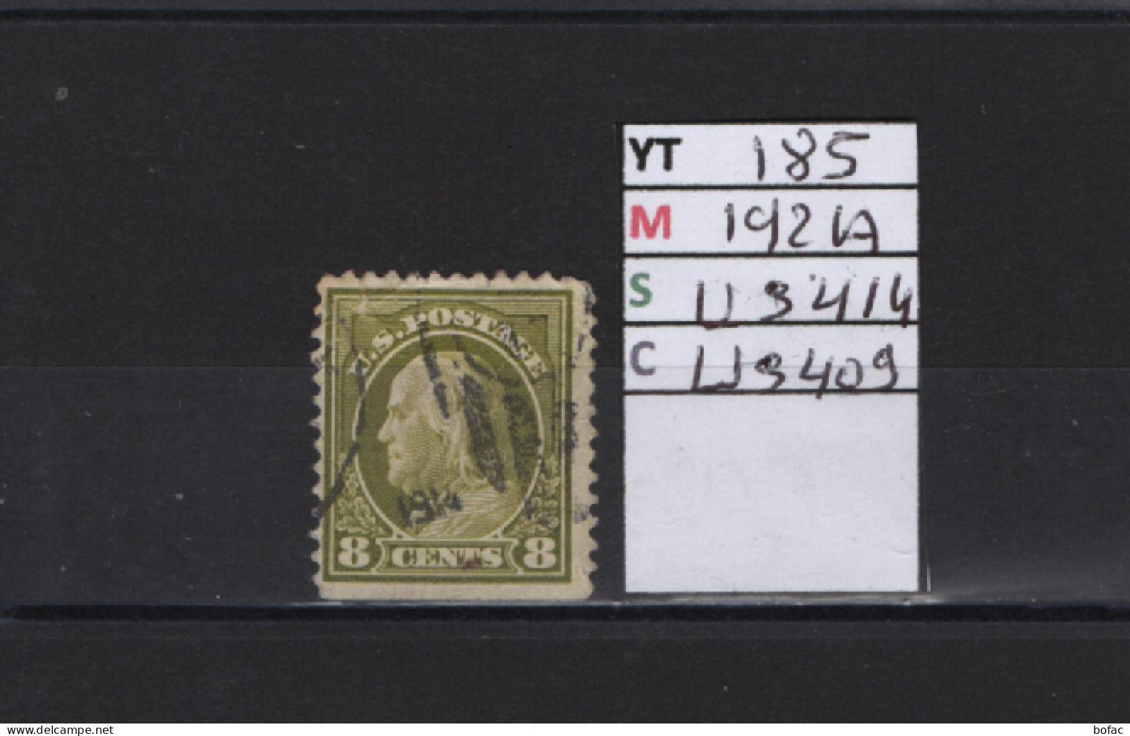 PRIX FIXE Obl 185 YT 192A MIC US414 SCOT US409 GIB Benjamin Franklin  1912 1915 Etats Unis 58/06 Dentelé 3 Cotés - Used Stamps