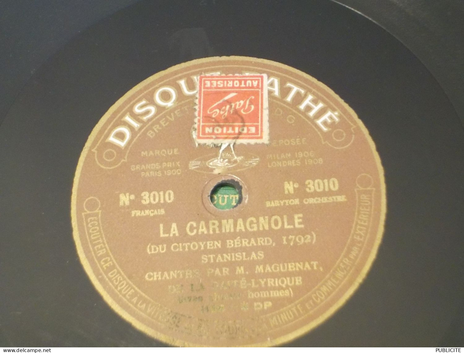 DISQUE 78 TOURS  L INTERNATIONALE M. Maguenat De La Gaité Lyrique 1913 - 78 T - Disques Pour Gramophone