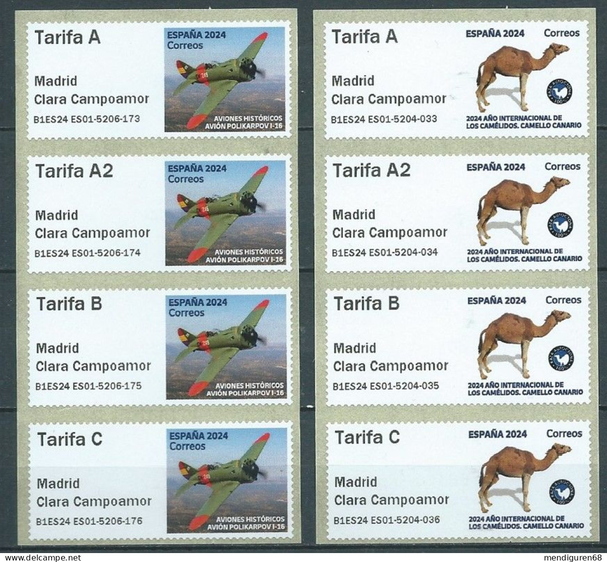 ESPAGNE SPANIEN SPAIN ESPAÑA 2024 ATM MADRID CLARA CAMPOAMOR: AIRPLANE POLIKARPOV I-16  AVIÓN- CANARY CAMEL MNH - Service