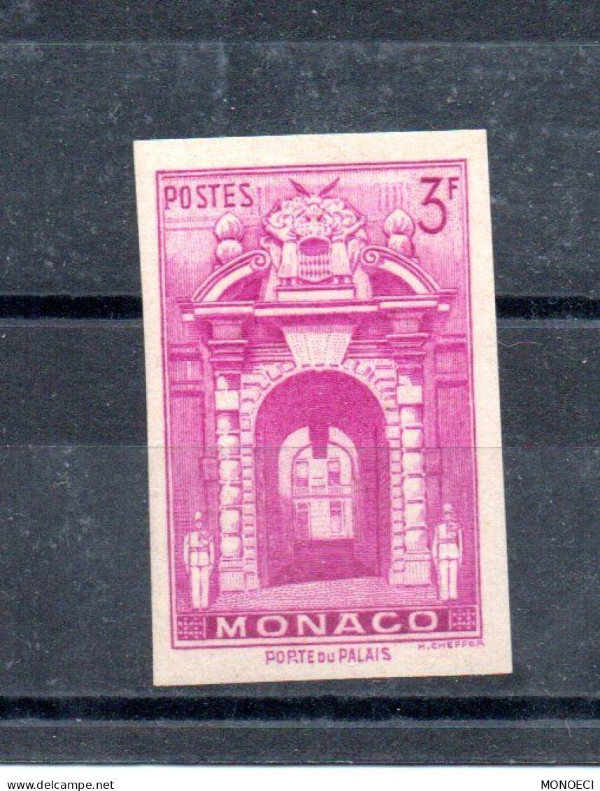 MONACO -- MONTE CARLO -- NON DENTELE -- Timbre 3 Francs Lilas - Neuf ** -- Porte Du Palais - Varietà