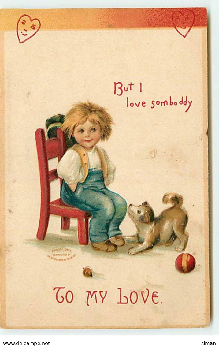 N°18893 - Carte Gaufrée - Clapsaddle - To My Love - Chien Près D'un Garçon Voulant Jouer à La Balle - Saint-Valentin