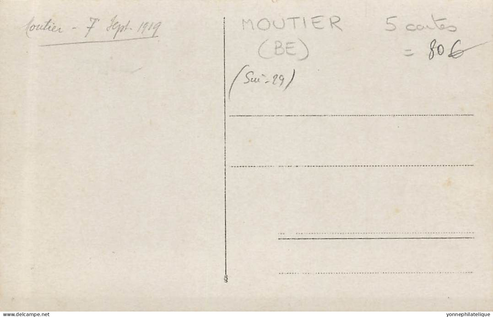 TOP - SUISSE - BE - MOUTIER - lot de 5 cartes photos défilé 7 septembre 1919 à identifier - (Sui-29)