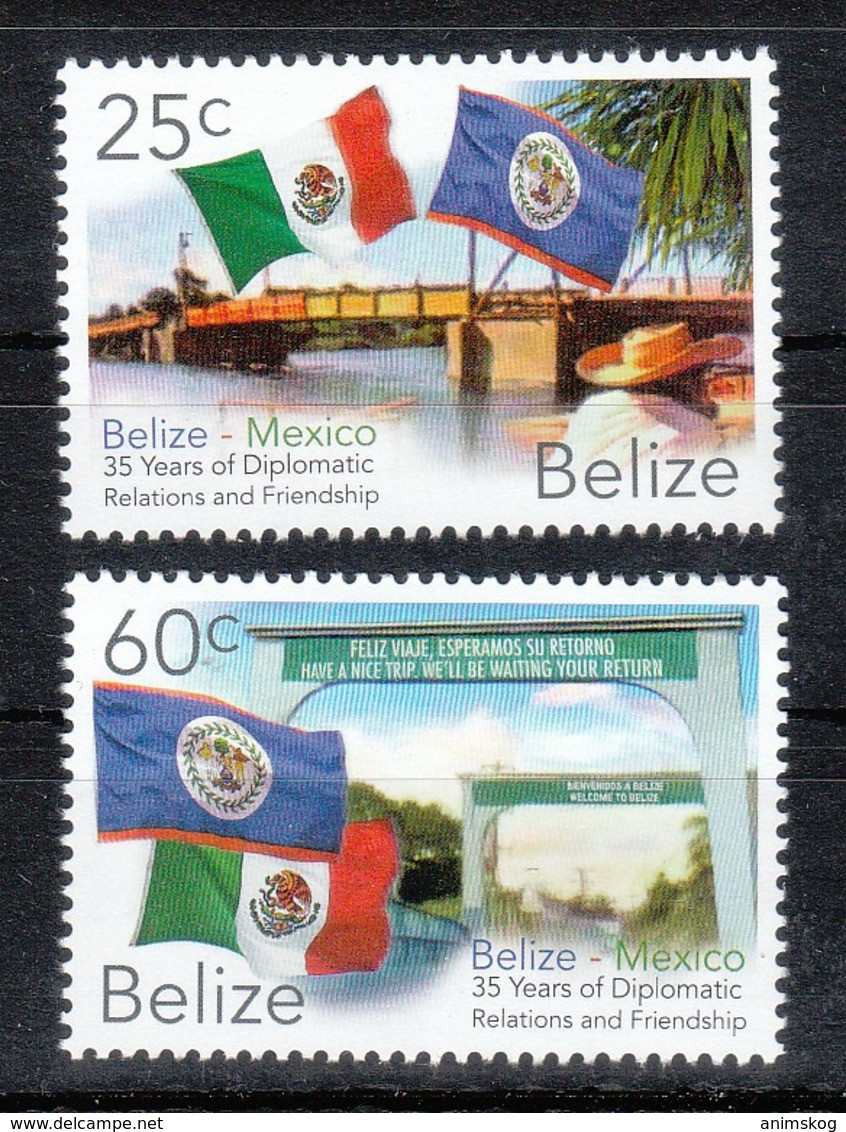 Belize 2017**, Diplomat. Beziehungen Mit Mexiko, Opuntia Sp. / Belize 2017, MNH, Diplomat. Rel. With Mexico, Opuntia Sp. - Cactus