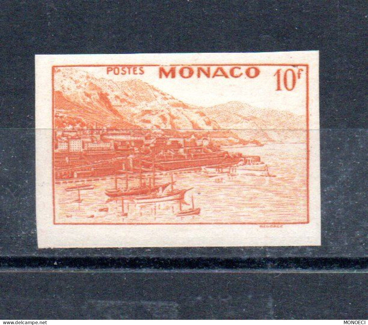 MONACO -- MONTE CARLO -- NON DENTELE -- Timbre 10 Francs Jaune-orange - Neuf ** -- Rade Et Vue De Monte Carlo - Variétés