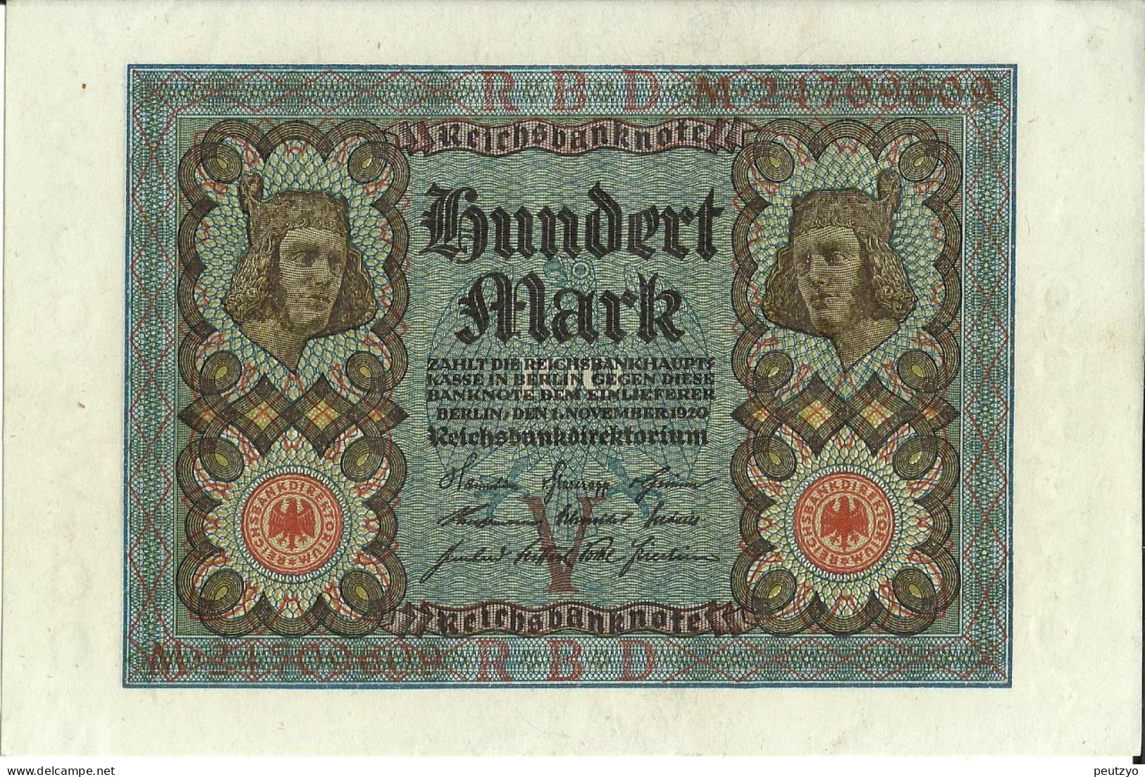 100 Mark 1-11-1920 - Allemagne Serie M- Billet Neuf  Neue Notiz   N°1 A83 - 100 Mark