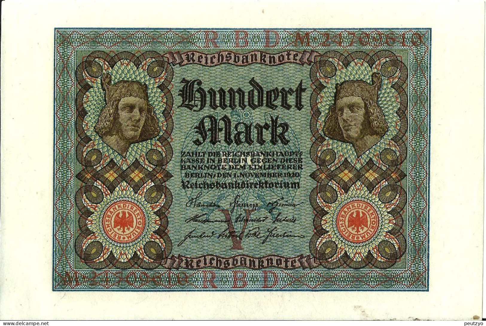 100 Mark 1-11-1920 - Allemagne Serie M- Billet Neuf  Neue Notiz  N°2 A83 - 100 Mark