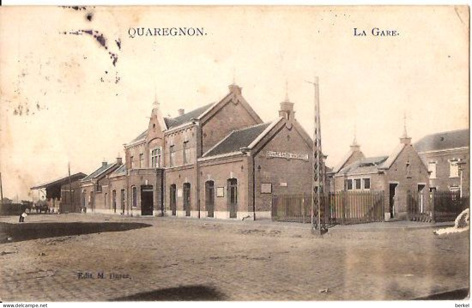 QUAREGNON  LA GARE MARCOVICI  M DUREZ COULEUR CPA Timbre 5 C VERS AACHEN 809 D1 - Quaregnon