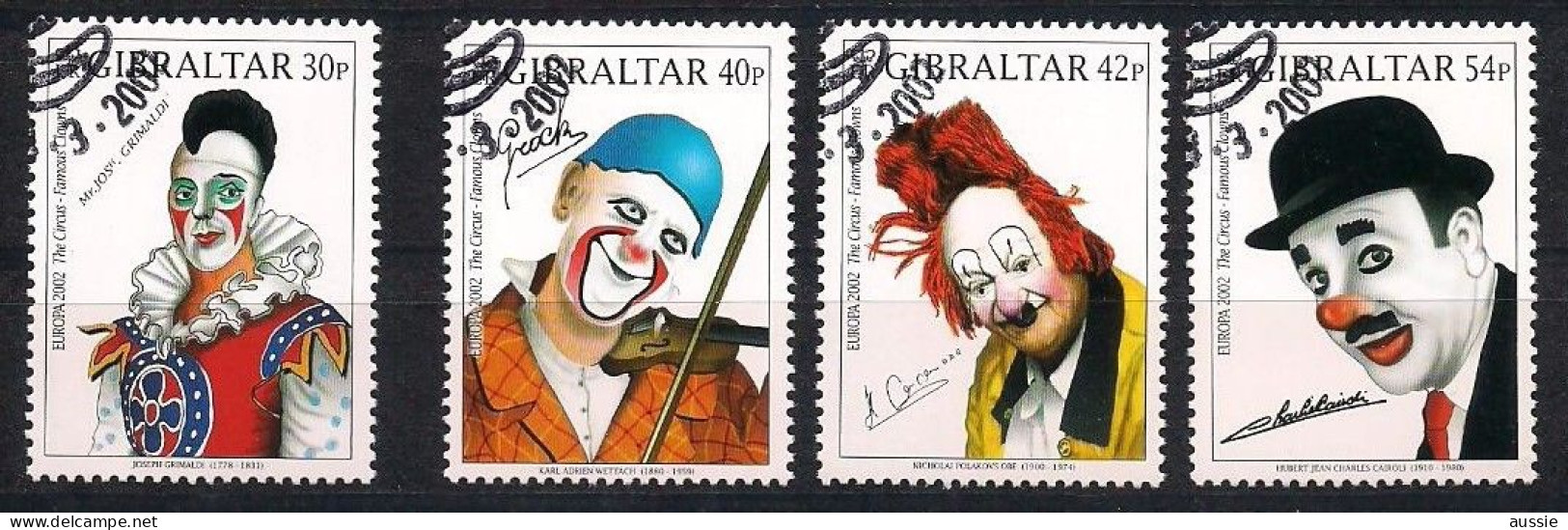 Cept 2002 Gibraltar Yvertn° 1003-06 (o) Oblitéré Le Cirque Circus Clowns Cote 9 Euro - 2002