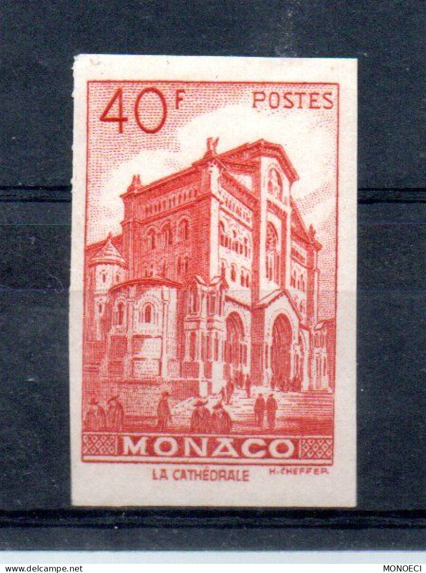 MONACO -- MONTE CARLO -- NON DENTELE -- Timbre 40 Francs Rouge - Neuf ** -- Cathédrale De Monaco - Varietà