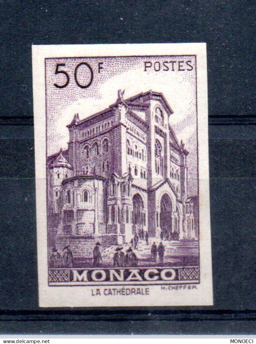 MONACO -- MONTE CARLO -- NON DENTELE -- Timbre 50 Francs Violet - Neuf ** -- Cathédrale De Monaco - Varietà