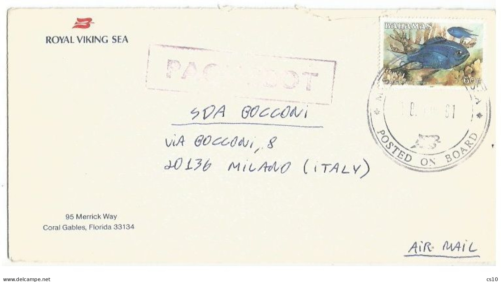 Bahamas PAQUEBOT Airmail CV Pmk Posted On Board 18apr1991 To Italy With Fish C.60 - Bahamas (1973-...)