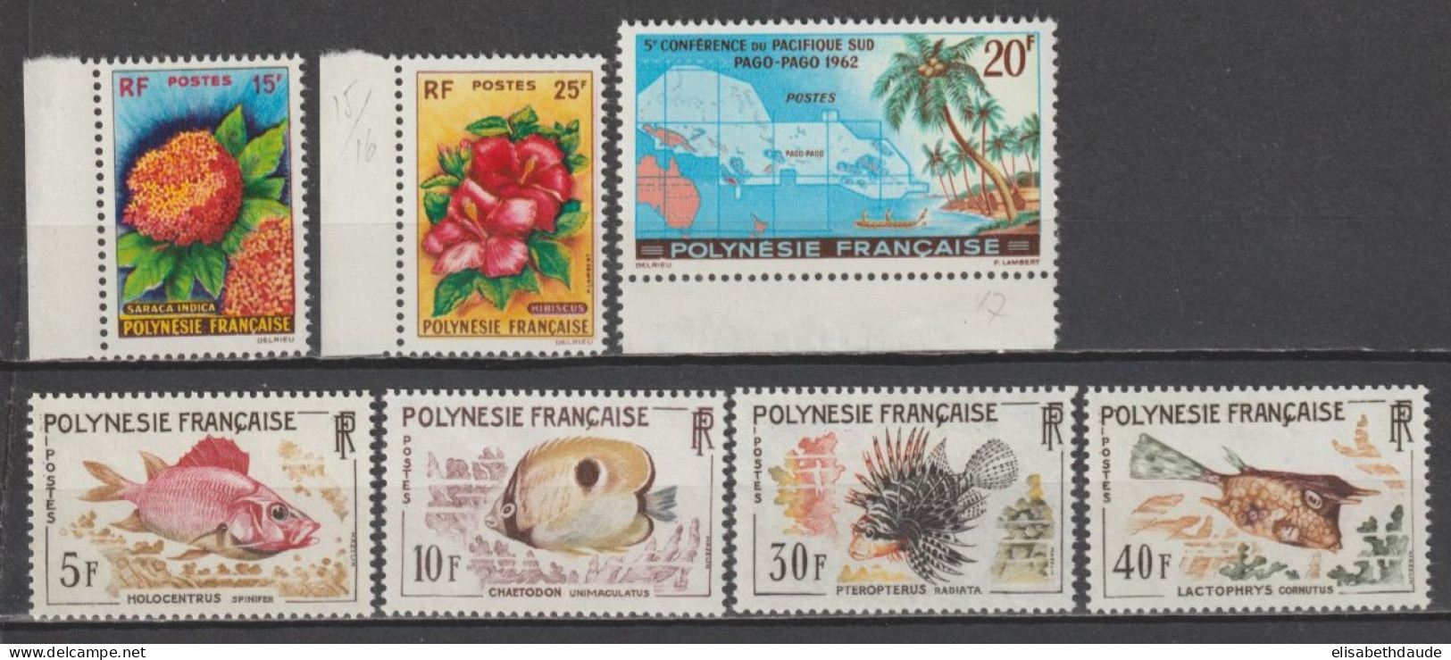 POLYNESIE - 1962 - ANNEE COMPLETE YVERT N°15/21 ** MNH - COTE = 110.2 EUR. - - Années Complètes