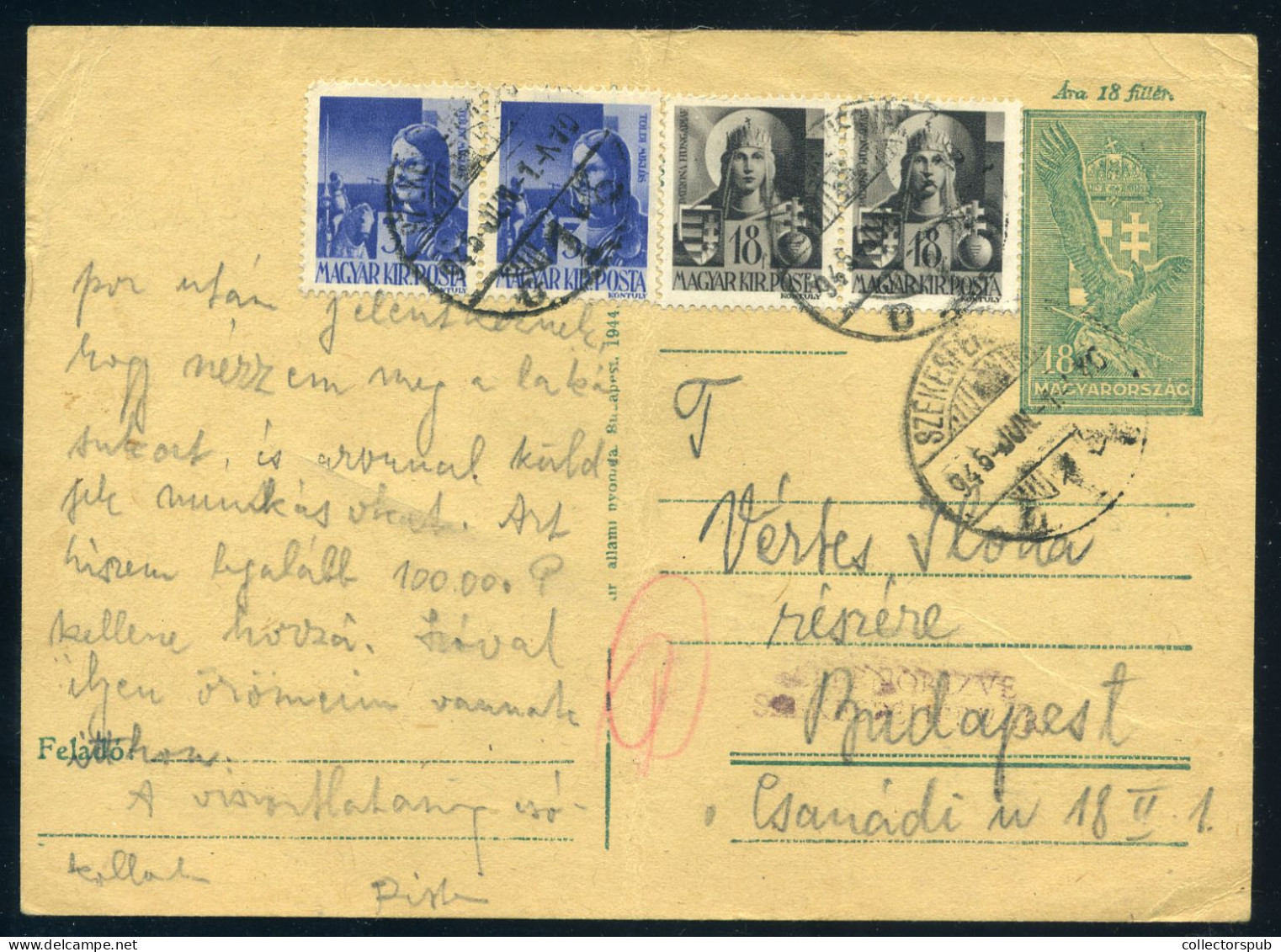 1945.06. Inflation, Censored Stationery Card Székesfehérvár - Briefe U. Dokumente