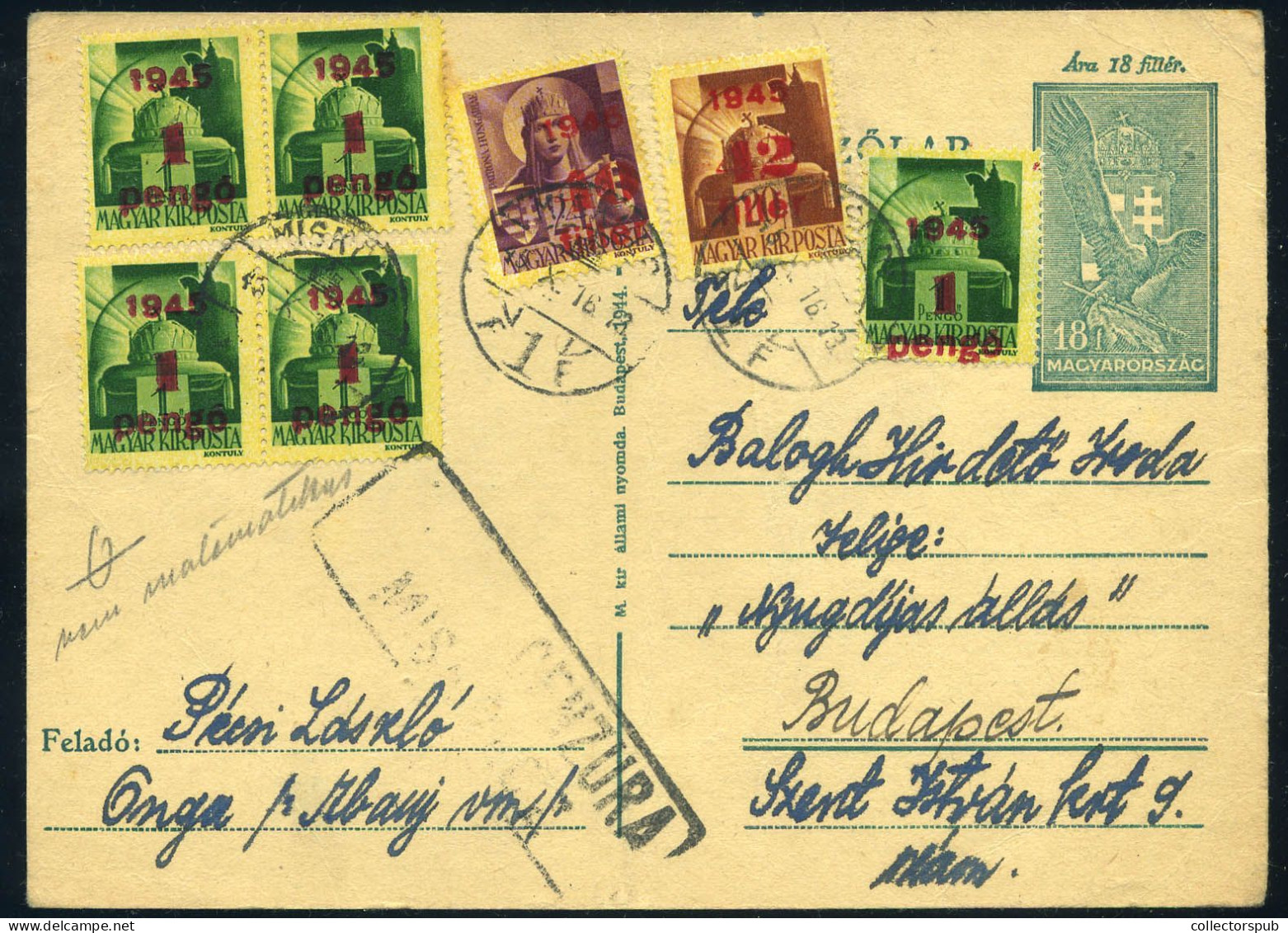 1945.. Inflation, Censored Stationery Card Miskolc - Covers & Documents