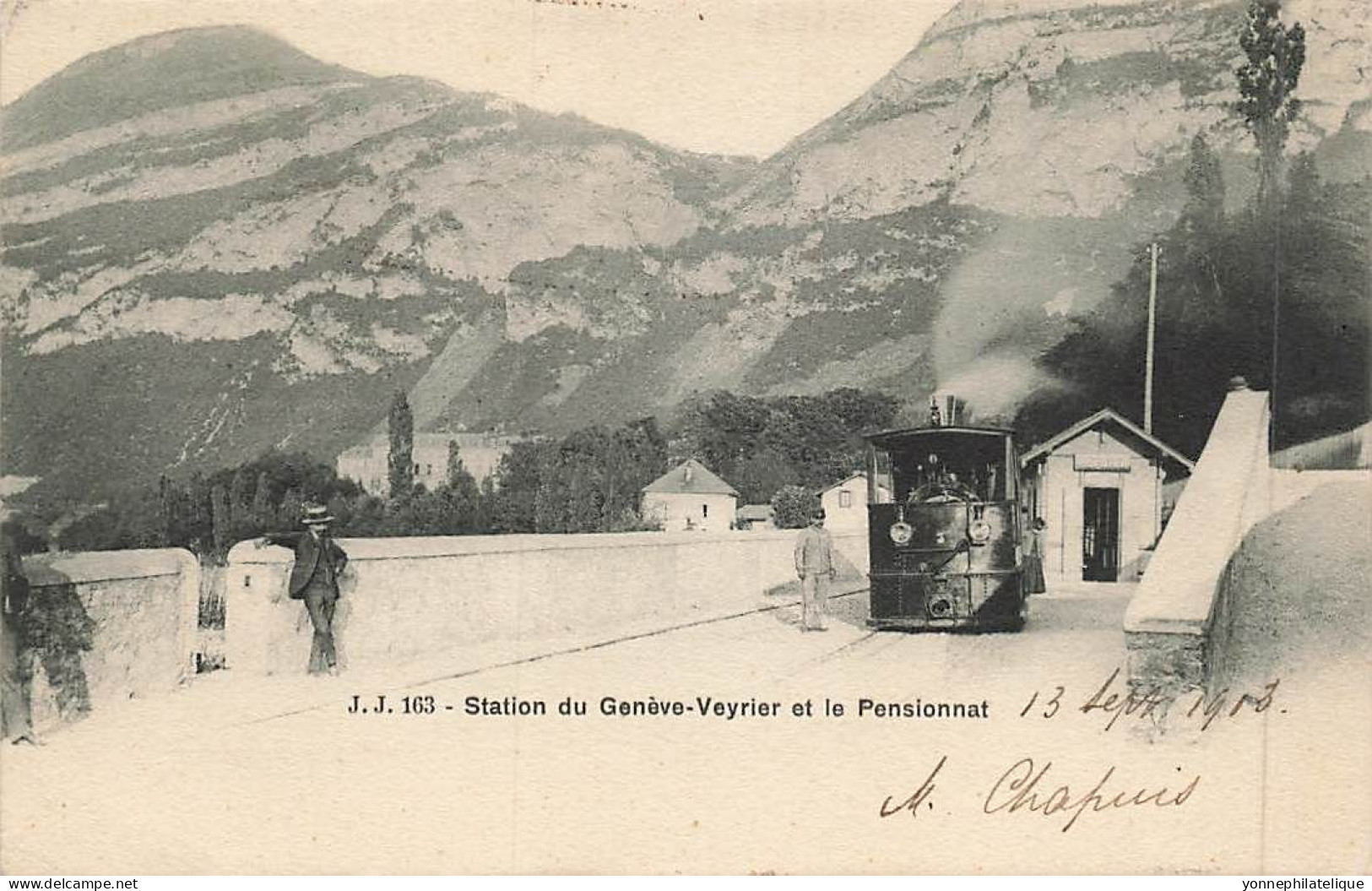 TOP - SUISSE - GE- Station Du GENÈVE-VEYRIER- Train - Pensionnat Au Second Plan - (Sui-62) - Veyrier