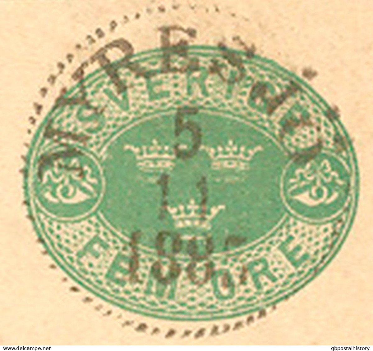 SCHWEDEN 1885 "MYRESJÖ" Sehr Selt. K1 Klar A. 5 (FEM) Öre Grün GA-Postkarte, Bedarfserhaltung   SWEDEN VILLAGE POSTMARKS - 1885-1911 Oscar II