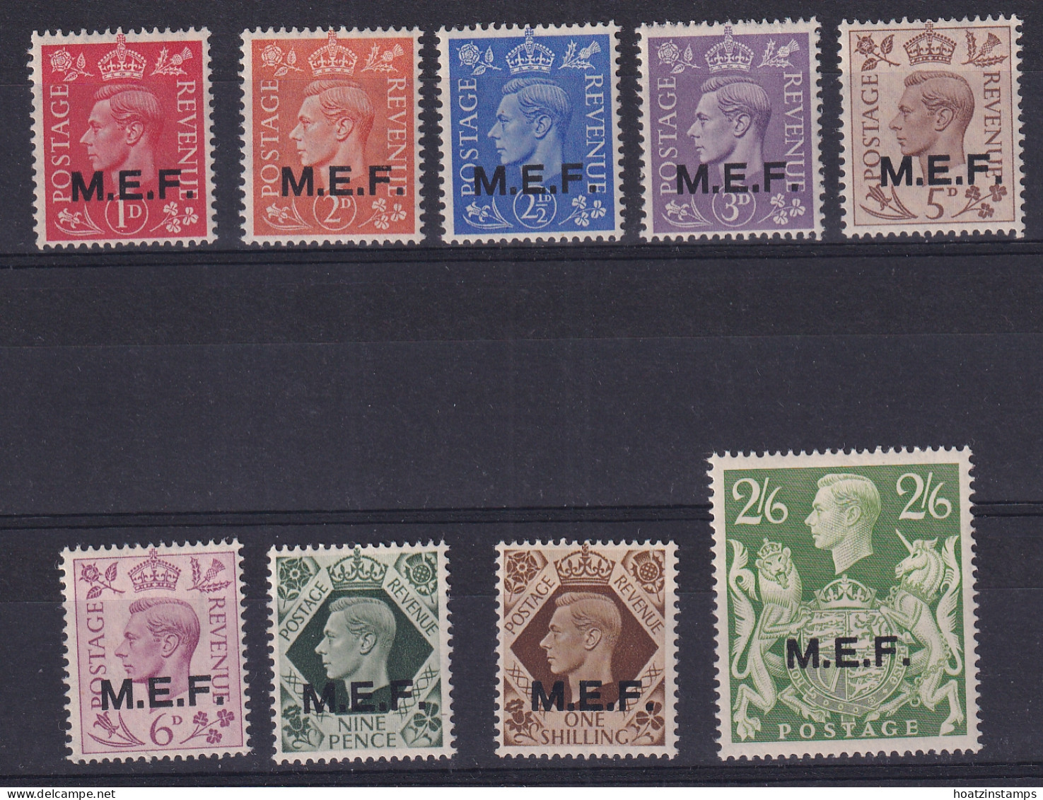 Middle East Forces: 1943/47   KGVI 'M.E.F.' OVPT To 2/6d   SG M11-M19      MH - Britische Bes. MeF