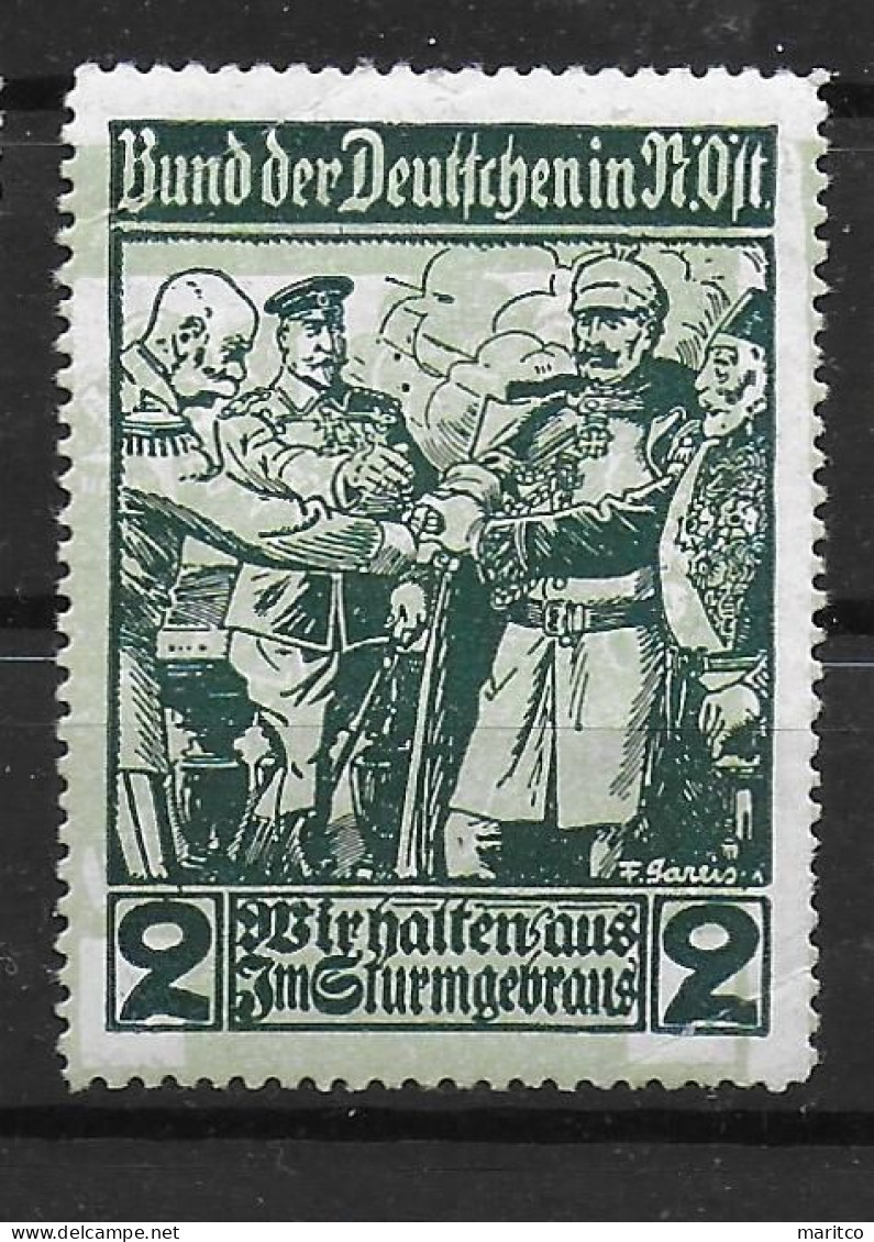 Deutsches Reich Österreich Bund Der Deutschen Wir Halten Aus WW1 1914-1918  Cinderella Vignet Werbemarke Propaganda - Vignettes De Fantaisie