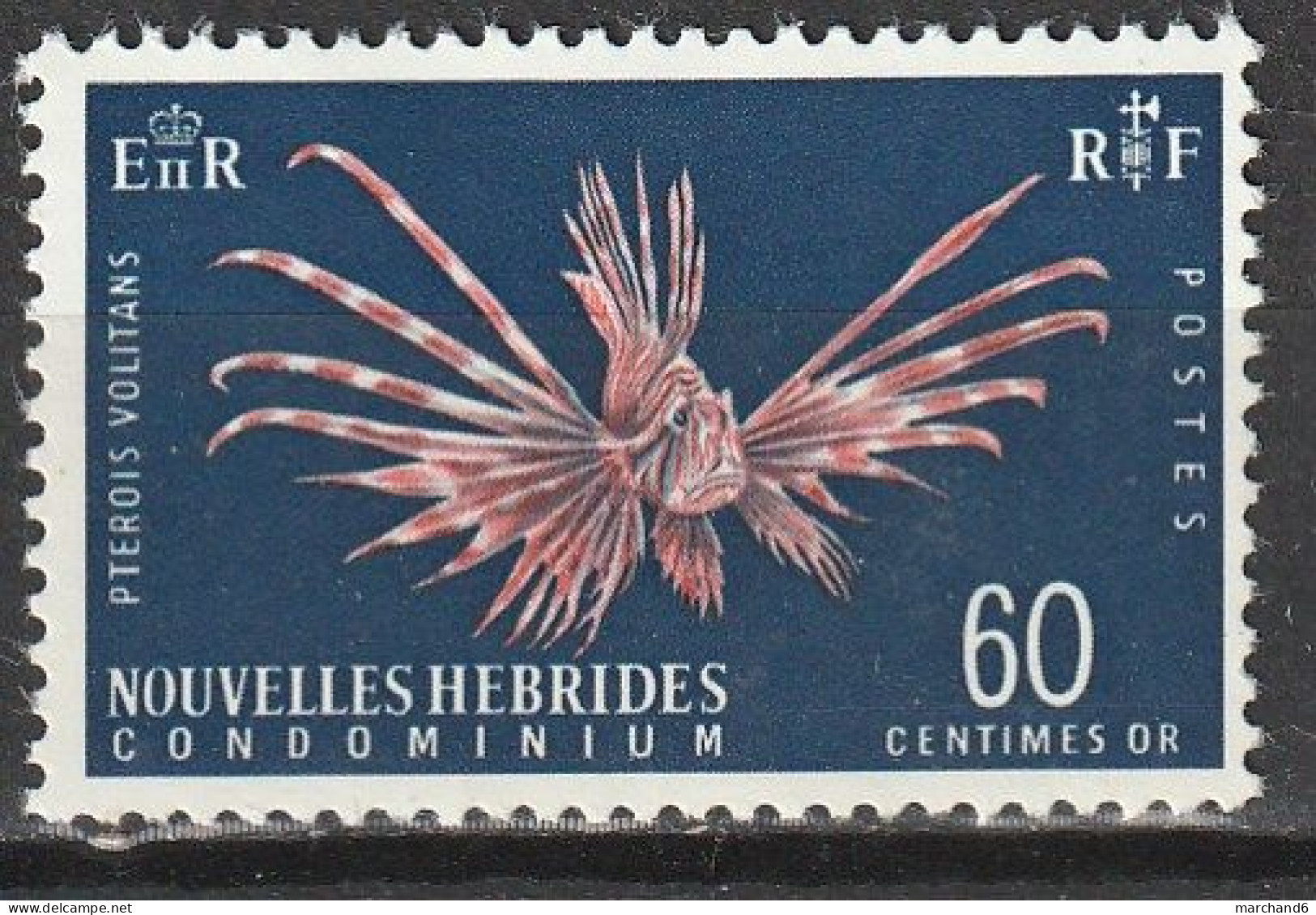 Nouvelles Hébrides Type M EIIR A Gauche Pterois Volitans1967 N°265 Neuf** - Ongebruikt