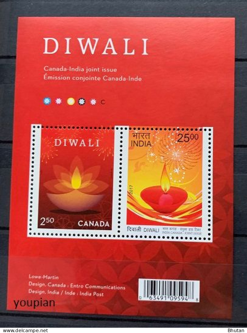 Canada 2017, Joint Issue With India - Diwali, MNH Unsusual S/S - Unused Stamps