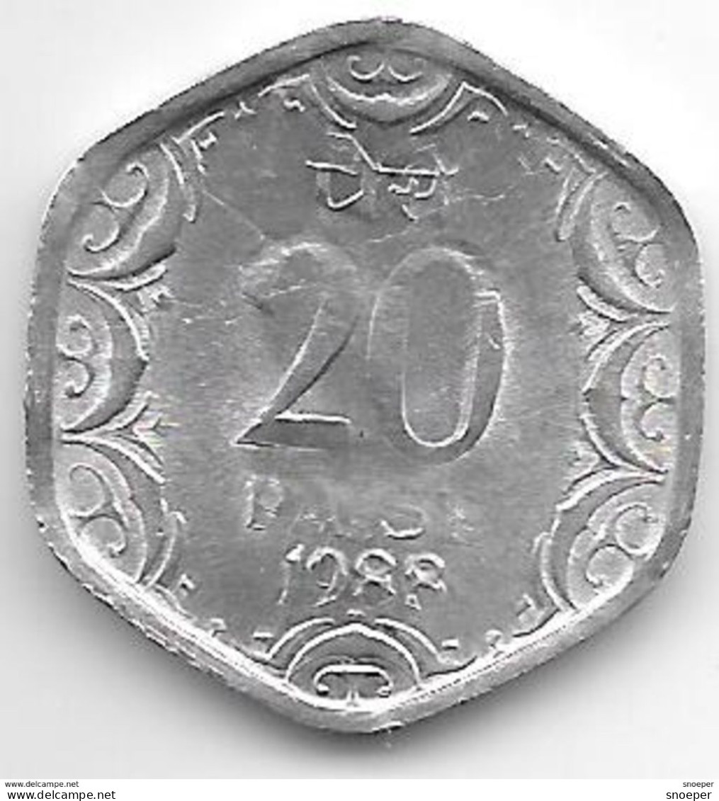 *INDIA 20 PAISA 1988 H  KM 44  Xf+ - Inde