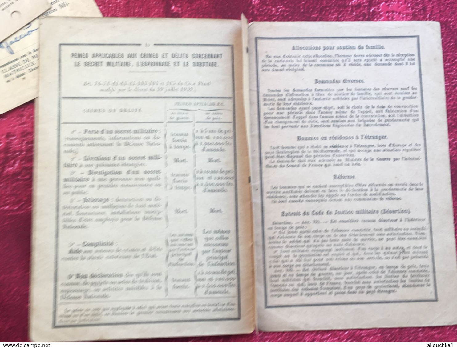 Base aérienne Salon-Bataillon Air 1/701 Livret Militaire-Coupon Transport-Mobilisation-Corse-Corsica-Fior.César-Ajaccio