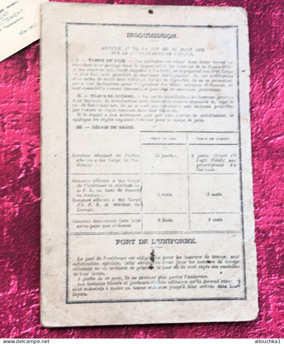 Base aérienne Salon-Bataillon Air 1/701 Livret Militaire-Coupon Transport-Mobilisation-Corse-Corsica-Fior.César-Ajaccio