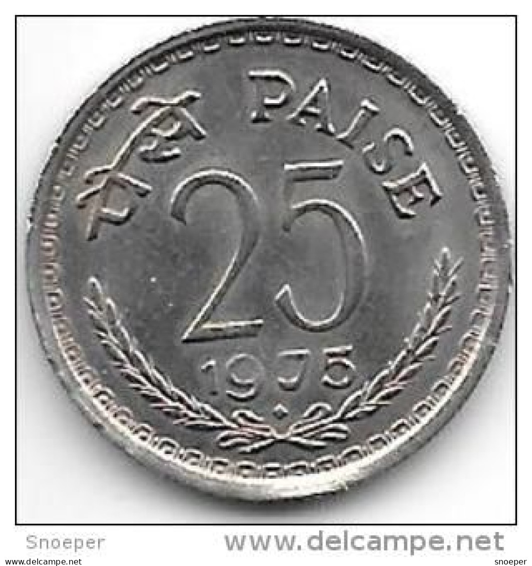 *india  25 Paisa 1975 B  Km 491  Unc - Inde