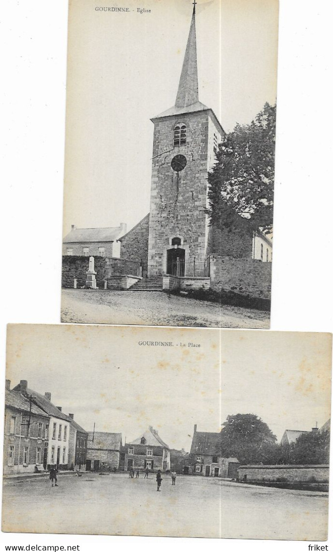 3482 - GOURDINNE (Walcourt Et Environs ) 2 Cartes  La Place Et L'eglise - Walcourt